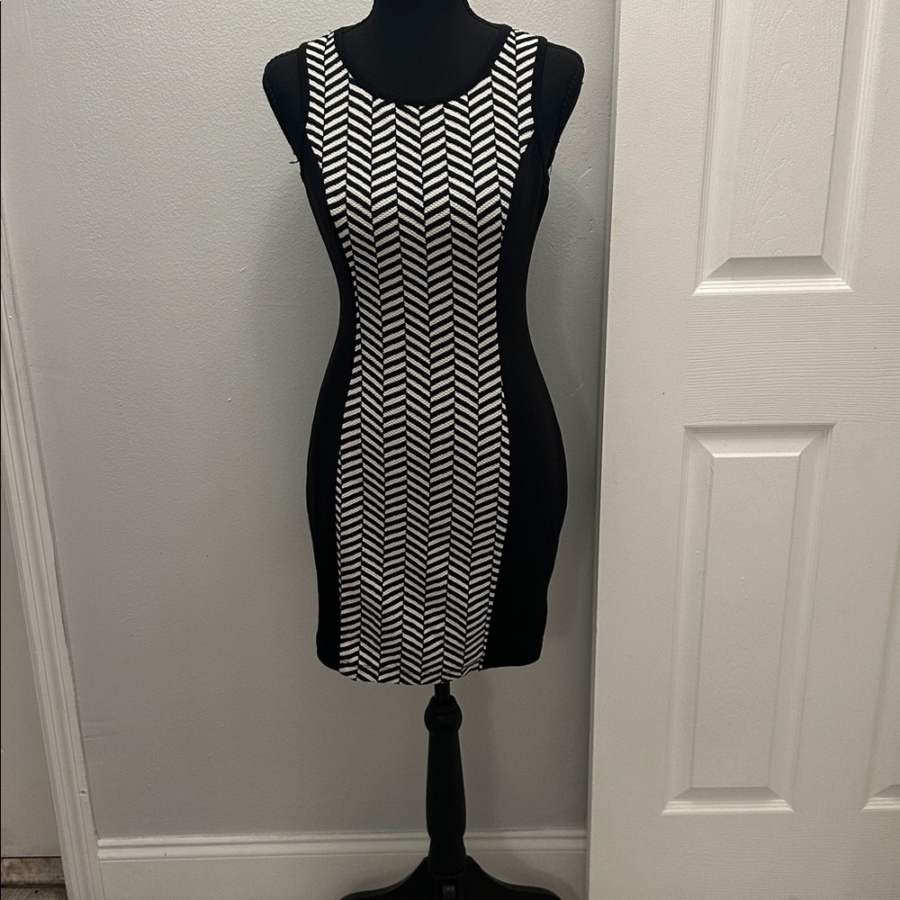 by & by Black and White Patterned Mini Dress
